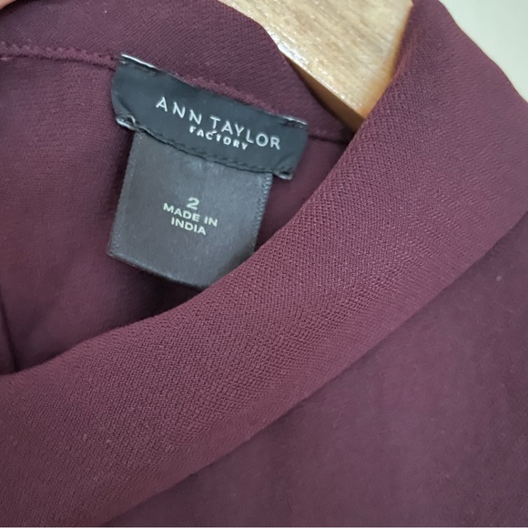 Ann Taylor Factory Maroon High Neck Tunic Blouse - Picture 6 of 6